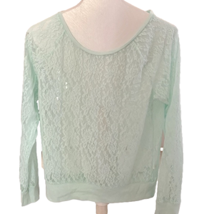 VICTORIA’S SECRET PINK Mint Green Long Sleeve Lace Top